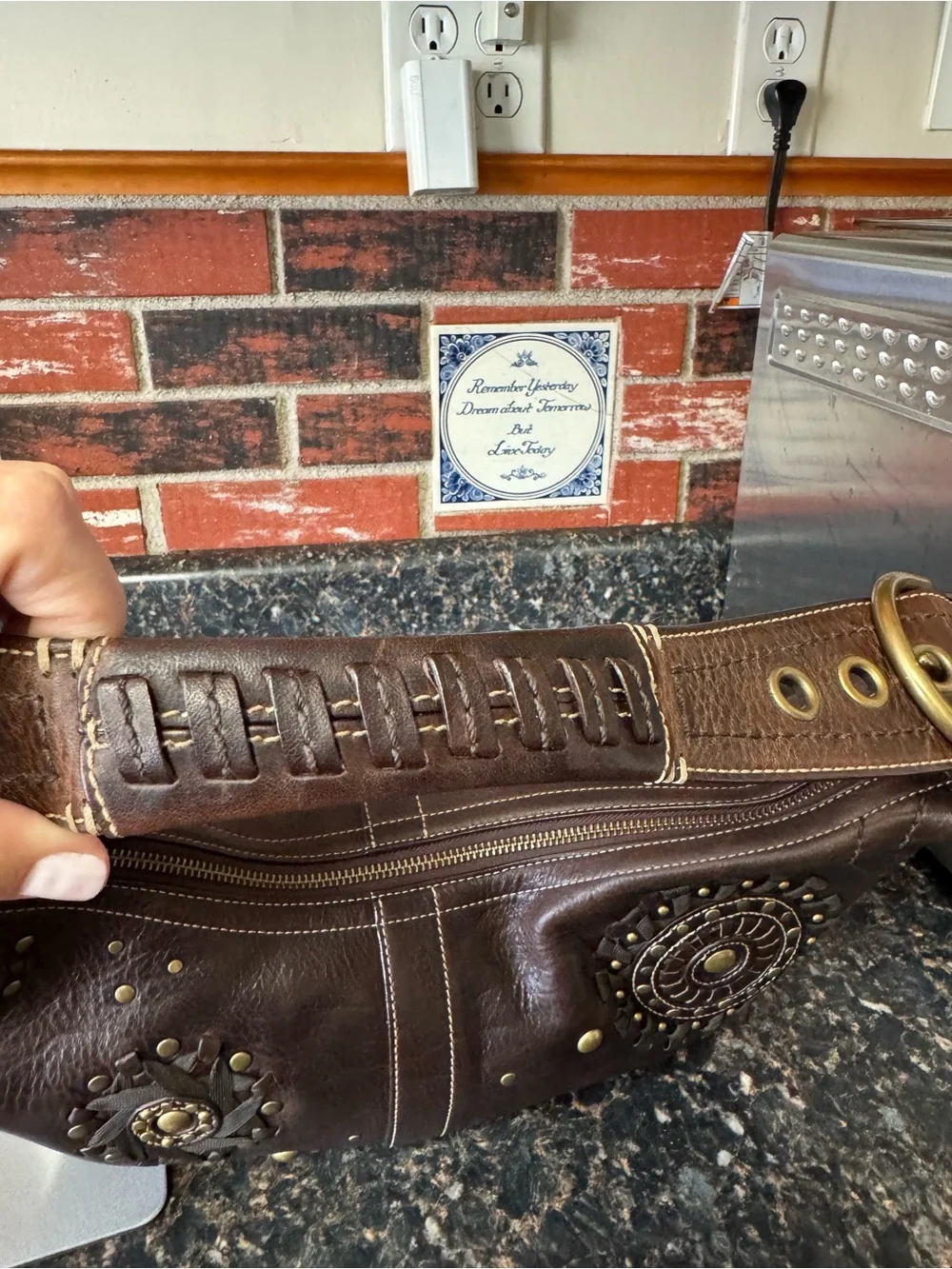 RARE 2006 Coach Mia 10063 Studded Leather Hobo – Mahogany Brown Y2K